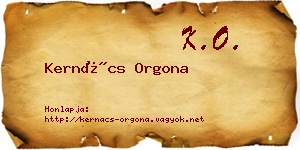 Kernács Orgona névjegykártya